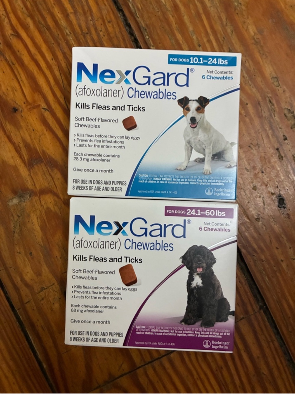 NexGard Chewables Flea & tick BUNDle 10.1-24 lbs and 24.1-60 lbs 6 packs